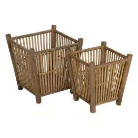 Set de pots de fleurs Naturel Bambou 32,5 x 32,5 x 34 cm (2 Unités) de BigBuy Garden, Cache-pots - Réf : S8806395, Prix : 57,...