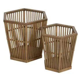 Set de pots de fleurs Naturel Bambou 39 x 34,5 x 35 cm (2 Unités) de BigBuy Garden, Cache-pots - Réf : S8806396, Prix : 59,17...