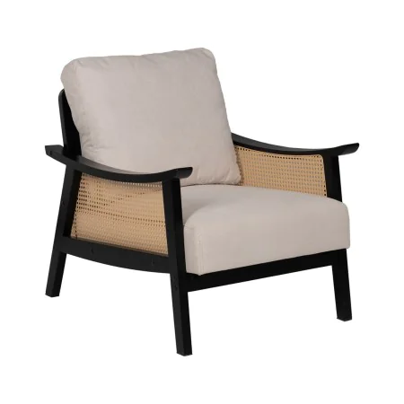 Armchair Black Beige Polyethylene Rubber wood MDF Wood Foam 100 % polyester 69,5 x 83 x 80 cm by BigBuy Home, Chairs - Ref: S...