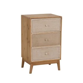 Nightstand GEREL Natural Fir wood MDF Wood Natural Fibre 46 x 37 x 76 cm by BigBuy Home, Bedside Tables - Ref: S8806433, Pric...