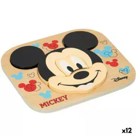 Puzzle Infantil de Madeira Disney Mickey Mouse + 12 Meses 6 Peças (12 Unidades) de Disney, Puzzles de encaixar e quebra-cabeç...