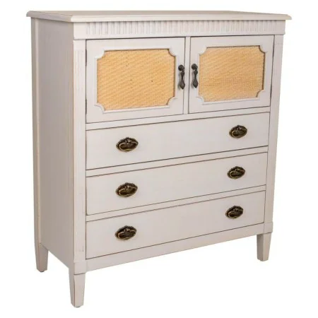 Chest of drawers Alexandra House Living White Rattan Fir wood MDF Wood 36 x 90 x 82 cm by Alexandra House Living, Chest of Dr...