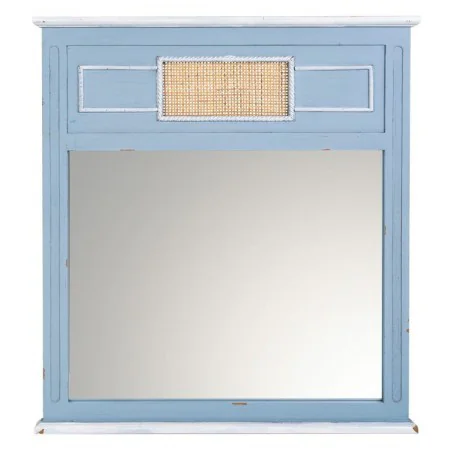 Wall mirror Alexandra House Living Blue Glass Rattan Fir wood 3 x 76 x 70 cm by Alexandra House Living, Wall-Mounted Mirrors ...