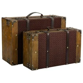 Set of suitcases Alexandra House Living Brown PVC Wood Metal Cloth Vintage 31 x 17 x 45 cm 40 x 24 x 13,5 cm Ornamental 2 Pie...