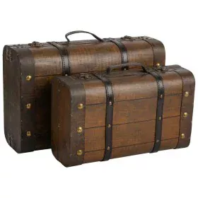 Jeu de valises Alexandra House Living Marron PVC Bois Métal Vintage 30 x 16 x 45 cm 38 x 24 x 13,5 cm Décoratif 2 Pièces de A...