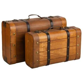 Jeu de valises Alexandra House Living Marron PVC Bois Métal Vintage 30 x 16 x 45 cm 38 x 24 x 13,5 cm Décoratif 2 Pièces de A...