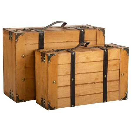 Jeu de valises Alexandra House Living Marron PVC Bois Métal Vintage 31 x 17 x 45 cm 40 x 24 x 13,5 cm Décoratif 2 Pièces de A...