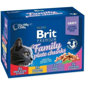 Comida para gato Brit Pouches Family Plate Pollo Pavo Ternera Bacalao 12 x 100 g de Brit, Húmeda - Ref: S9108668, Precio: 9,5...