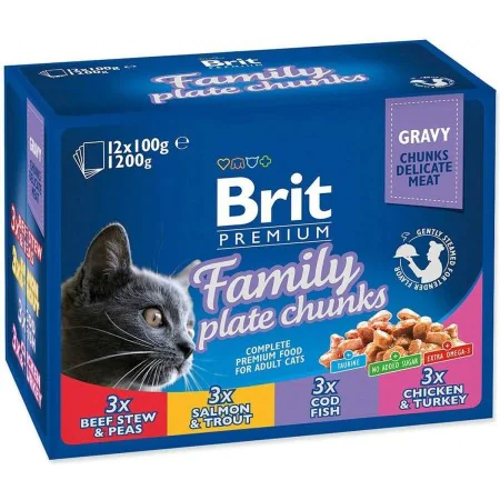 Aliments pour chat Brit Pouches Family Plate Poulet Dinde Veau Morue 12 x 100 g de Brit, Humide - Réf : S9108668, Prix : 9,50...