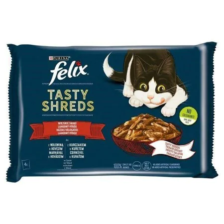 Comida para gato Purina Tasty Shreds Frango Vitela 4 x 80 g de Purina, Húmida - Ref: S9111015, Preço: 5,42 €, Desconto: %