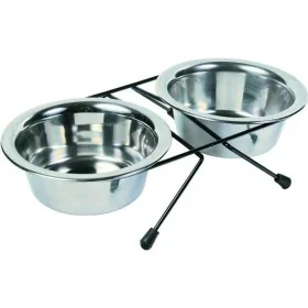 Ciotola per cani Trixie Doppia Nero Argentato Acciaio inossidabile 12 cm 0,45 L di Trixie, Piatti - Rif: S9111609, Prezzo: 6,...