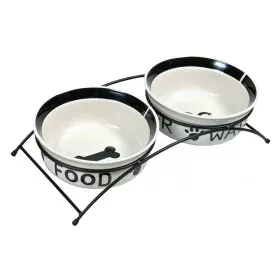 Pet feeding dish Trixie Double Bowl White Black Ceramic 0,6 L by Trixie, Bowls - Ref: S9111625, Price: 17,28 €, Discount: %