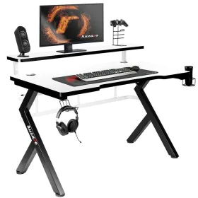 Mesa de Escritorio Gaming Huzaro HZ-Hero 5.0 White Blanco Negro Fibra de carbono 120 x 60 cm de Huzaro, Escritorios y mesas p...