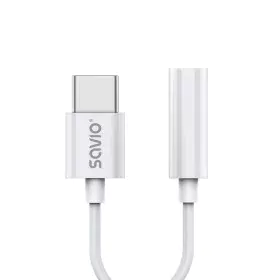 Adaptateur USB-C vers Jack 3.5 mm Savio AK-51 Blanc 11 cm de Savio, Câbles USB - Réf : S9115461, Prix : 6,80 €, Remise : %