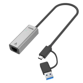 Adaptador USB-C a Ethernet Unitek U1313C Gris 30 cm de Unitek, Cables Ethernet - Ref: S9115662, Precio: 39,06 €, Descuento: %