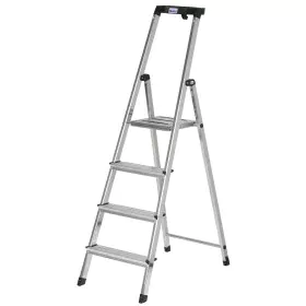 Escalera plegable de 4 peldaños Krause 126320 Negro Plateado Aluminio de Krause, Escaleras plegables - Ref: S9120944, Precio:...