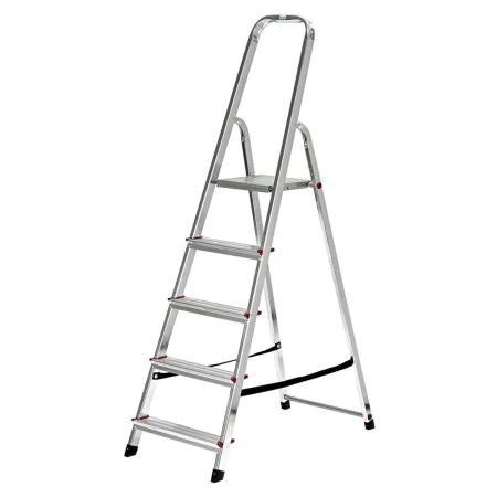 Escalera plegable de 5 peldaños Krause 729 Plateado Acero Inoxidable Aluminio de Krause, Escaleras plegables - Ref: S9120947,...