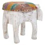 Banqueta Alexandra House Living Branco Madeira de mangueira Tecido 51 x 37 x 36 cm Elefante de Alexandra House Living, Cadeir...