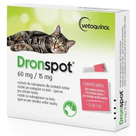 Anti-parassiti Vetoquinol Dronspot 70 g 2 Unità di Vetoquinol, Anti-parassiti - Rif: S9128680, Prezzo: 23,38 €, Sconto: %