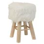 Stool Alexandra House Living White Plush Bamboo Pinewood Sponge MDF Wood 32 x 44 x 32 cm by Alexandra House Living, Sofas and...