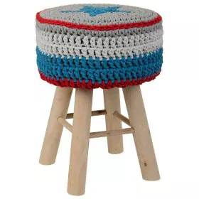 Stool Alexandra House Living Blue Bamboo Pinewood Sponge MDF Wood 32 x 44 x 32 cm by Alexandra House Living, Sofas and chairs...