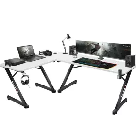 Mesa de Escritório Gaming Huzaro HZ-Hero 7.0 Branco Preto Fibra de carbono 154 x 72,5 x 117 cm de Huzaro, Secretárias e mesas...