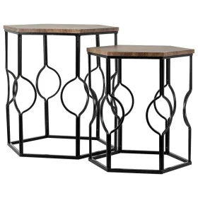 Set of 2 tables Alexandra House Living Brown Black Iron MDF Wood 39 x 57 x 39 cm by Alexandra House Living, Tables - Ref: D16...