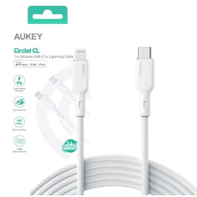 Cabo USB para Lightning Aukey CB-SCL2 Branco Preto 1,8 m de Aukey, Cabos Lightning - Ref: S9164172, Preço: 29,26 €, Desconto: %