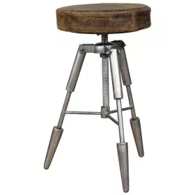 Stool Alexandra House Living Brown Leather Metal Iron 39 x 55 x 39 cm by Alexandra House Living, Sofas and chairs - Ref: D163...