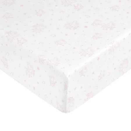 Lençol de baixo ajustável Peppa Pig Branco Cor de Rosa Solteiro de Peppa Pig, Lençóis e capas de almofadas - Ref: S9800117, P...