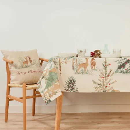 Fleckenabweisende geharzte Tischdecke Belum Christmas Deer Braun Rot grün Leinen 150 x 150 cm von Belum, Tischdecken - Ref: S...