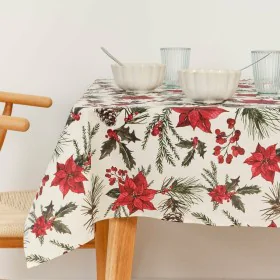 Nappe enduite antitache Belum Christmas Flowers Rouge Vert Naturel 150 x 150 cm de Belum, Nappes - Réf : S9802181, Prix : 24,...