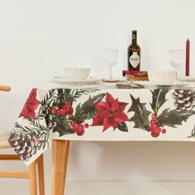 Stain-proof resined tablecloth Belum Christmas Flowers White Brown Red Green 150 x 150 cm by Belum, Tablecloths - Ref: S98021...