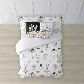 Capa nórdica Looney Tunes Looney B&W Multicolor 175 Fios 180 x 220 cm de Looney Tunes, Edredão e capas de edredão - Ref: S980...