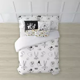 Funda Nórdica Looney Tunes Looney B&W Blanco black 175 Hilos 200 x 200 cm de Looney Tunes, Edredones y fundas para edredón - ...