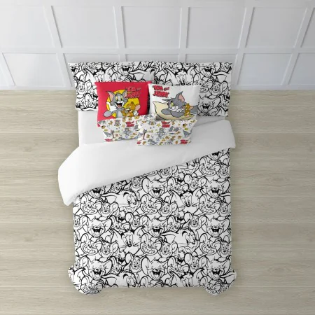 Capa nórdica Tom & Jerry B&W Branco black 175 Fios 140 x 200 cm de Tom & Jerry, Edredão e capas de edredão - Ref: S9803436, P...