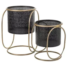 Conjunto de vasos Alexandra House Living Preto Metal Ferro 26 x 178 x 26 cm 2 Peças de Alexandra House Living, Vasos - Ref: D...