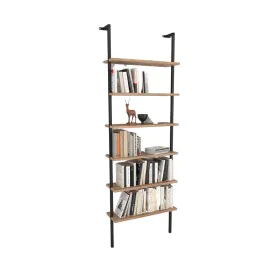 Librería Alexandra House Living Negro Roble Metal Madera MDP 60 x 181 x 20 cm Escalera industrial 6 Estantes de Alexandra Hou...