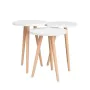 Set of 3 small tables Alexandra House Living White Natural Wood MDP 35 x 49 x 35 cm 35 x 45 x 35 cm 35 x 47 x 35 cm by Alexan...