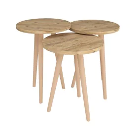 Set de 3 Tables Gigognes Alexandra House Living Naturel Chêne Bois MDP 35 x 49 x 35 cm 35 x 45 x 35 cm 35 x 47 x 35 cm de Ale...