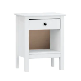 Nightstand Alexandra House Living White Metal Pine 47 x 60 x 35 cm 1 drawer by Alexandra House Living, Bedside Tables - Ref: ...