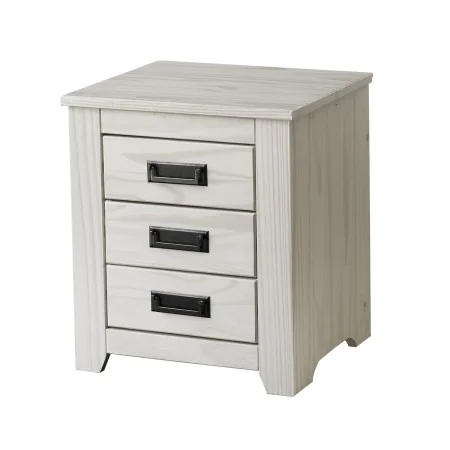 Mesa de Cabeceira Alexandra House Living Branco Metal madeira de pinho 43 x 50 x 32 cm 3 gavetas de Alexandra House Living, M...