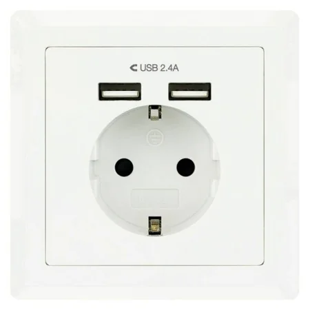 Tomada Parede com 2 Portos USB TooQ 10.35.0010 5V/2.4A Branco 2,4 A de TooQ, Tomadas de corrente - Ref: S9905306, Preço: 13,8...