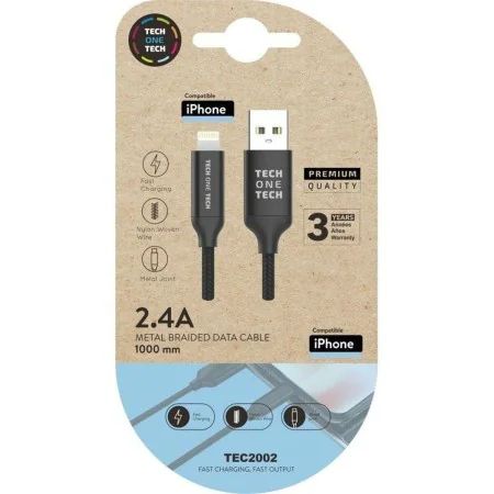 Cable Lightning Tech One Tech TEC2002 Negro de Tech One Tech, Cables Lightning - Ref: S9907617, Precio: 4,43 €, Descuento: %