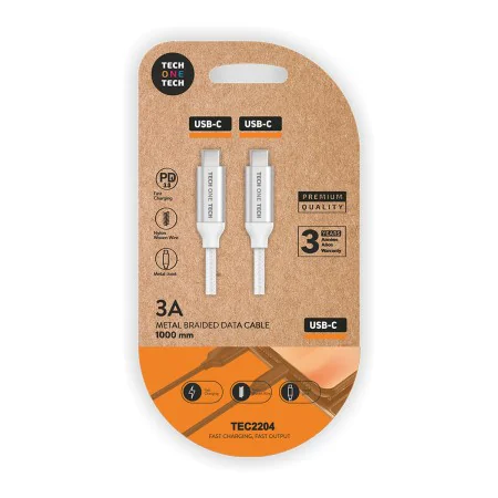 Cavo USB-C con USB-C Tech One Tech TEC2204 1 m Bianco (1 Unità) di Tech One Tech, Cavi USB - Rif: S9907624, Prezzo: 4,69 €, S...