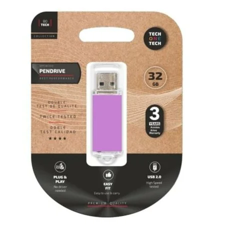 Clé USB Tech One Tech TEC3009-32 Pourpre 32 GB de Tech One Tech, Clés USB - Réf : S9911838, Prix : 6,58 €, Remise : %