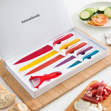 Keramikmesserset mit Sparschäler Knoolvs InnovaGoods 6 Stücke von InnovaGoods, Sets - Ref: V0100530, Preis: 18,90 €, Rabatt: %