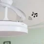 Ventilatore da Soffitto con Luce LED e Altoparlante e 4 Pale Retrattili Notefan InnovaGoods Bianco 36 W Ø49,5-104 cm di Innov...