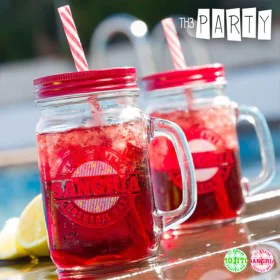 Th3 Party Cocktail Bar Jar with Lid and Straw by BigBuy Cooking, Jugs and decanters - Ref: V0300539, Price: 0,97 €, Discount: %