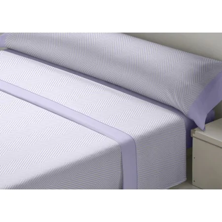 Jeu de draps D'Or VARTO Mauve Lit 1 persone Franela de D'Or, Draps et taies d'oreiller - Réf : D2102590, Prix : 31,27 €, Remi...